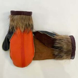Upcycled leather mittens